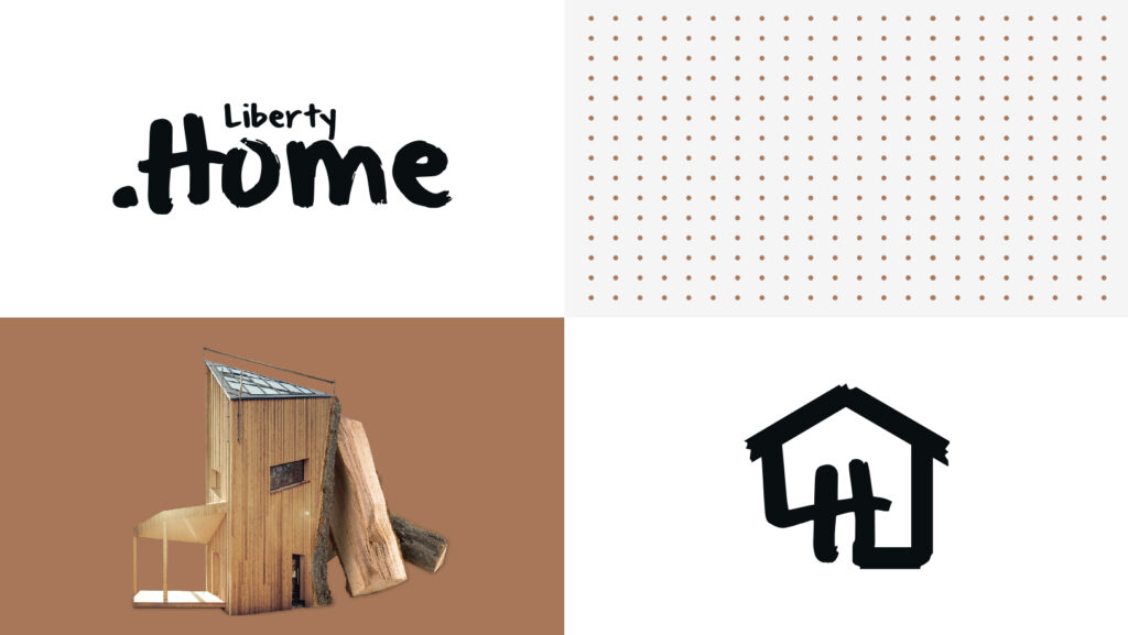 Grafische Elemente von LibertydotHome. Muster, Bildmarke, Wortmarke und Bild