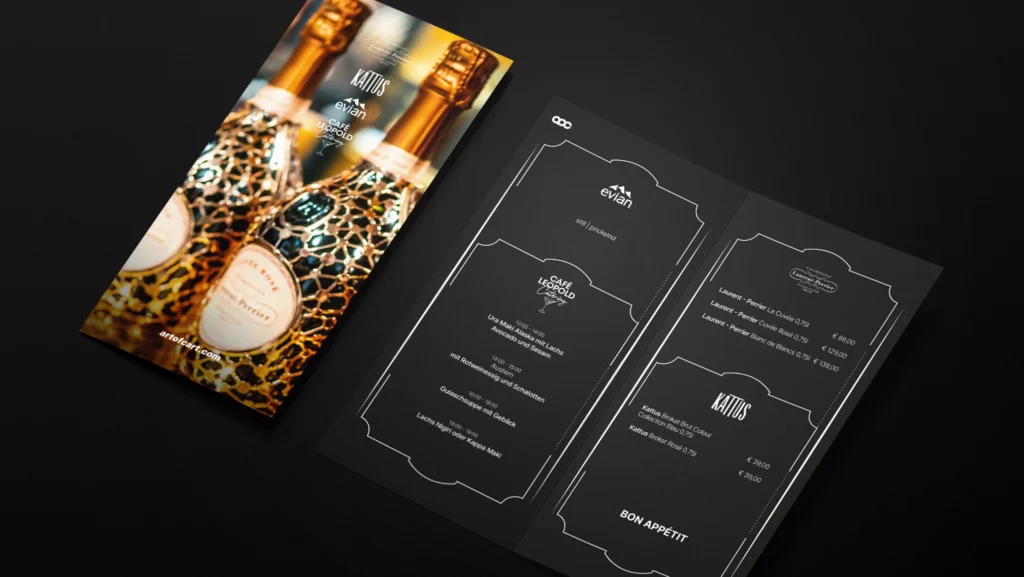 Cocktailkarten Visualisierung der grafischen Umsetzung für Artofcart